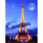 5D Teemantmaal Eiffeli Torn Kuu Teemanttikandid Ristpistes Kodukaunistus K&auml;sitsi valmistatud kingitused Round 20x30cm