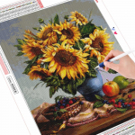 5D DIY Teemantmaal p&auml;evalill t&auml;isruudukujuline &uuml;mmargune puur Teemanttikandid Lilled K&auml;sit&ouml;&ouml;komplekt Kunst Rhinestone kodukaunistus Full Round (20X30CM)