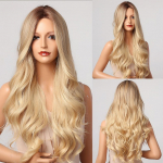 Pikad lainelised Ombre pruunid blondid s&uuml;nteetilised parukad naistele. Igap&auml;evane Cosplay juukseparukas