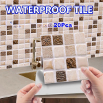 K&ouml;&ouml;k Backsplash plaadid Koorige ja kleepige 3D-seinakleebised Veekindel tapeet Isekleepuv seinakaunistus vannitoa jaoks Magamistoa Elutoa lett 20PCS