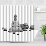 Zen Roheline bambusest Buddha du&scaron;ikardin maastik vesik&uuml;&uuml;nal kivi Lotu taim aiamaastik Veekindel vannitoa kardin 180*200CM