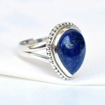 Lapis lazuli v&auml;&auml;riskivi s&otilde;rmus 925 sterlingh&otilde;be k&auml;sitsi valmistatud ehted massiivne s&otilde;rmus naistele kingitus erilisteks s&uuml;ndmusteks - ca 5,1 g 8