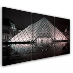 Kolmeosalise pildiga l&otilde;uendiprint Louvre Paris Prantsusmaal 60x40 must