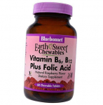 Vitamiinid B6, B12 ja foolhape, vitamiin B6, B12 ja foolhape, Bluebonnet Nutrition 60 tab Vaarika (36393014) 60tab Raspberry