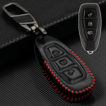 Auto kaugjuhtimispuldi v&otilde;tmehoidja fob Shell Cover Case Protector PU nahk 3 nupp Ford Focus C Max Mondeo Kuga Fiesta Galaxy Auto jaoks must