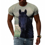 Suvised 3D Animal Horse graafilised t-s&auml;rgid Meestele Mood Casual O-kaelusega harajuku Hip-Hop Stiilis Tr&uuml;kitud l&uuml;hikeste varrukatega T-s&auml;rgid Top S