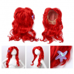 Laste t&uuml;drukute punase parukaga merineitsi printsess ehtib s&uuml;nteetiliste juustega parukad peakattega One Size punane