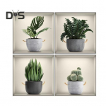 4 tk / komplekt Selge prindiga seina kleebis Potirohelised taimed Teema Atraktiivne kontor Elutoa kaunistus seinakleebis roheline