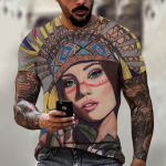 Meeste Y2k l&uuml;hikeste varrukatega T-s&auml;rk India graafilise 3D-prindiga &uuml;lisuure t&auml;navar&otilde;ivaste moodne s&auml;rk Harajuku hip-hop vintage meeste r&otilde;ivad XXL
