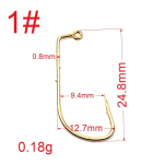 50 tk 90-kraadine DIY Aji Head Hook Rock Mini Konksud 32891 Finesse pehmete ussipeibutiste topeltotstega 4#