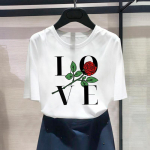 (Aasia suurus) Fashion Print Sweet Love Heart Style 90s Armas graafiline T-s&auml;rk Naiste vabaaja T-riietus Vabaaja naiste l&uuml;hikeste varrukatega T-s&auml;rk S