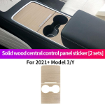For Tesla -2023 Model 3 model Y Car Solid wood Central Control Center Console Panel Sticker Interior Accessories 3 Y wood 2PCS black