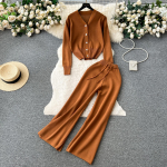 S&uuml;gistalvine vintage kootud kampsun, p&uuml;ksid, 2-osaline komplekt, naiste dressid, &uuml;herealine jakk-mantel + pahkluuni ulatuvad p&uuml;ksid. One Size must