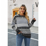 S&uuml;gis- ja talvine naiste kampsun Retromustriga Teemant-žakaarmadrats Mitmev&auml;rviline splaissimine Kootud kampsun Avara &uuml;mara kaelusega Pullover-kampsun S must