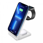 3-in-1 juhtmevaba laadija iPhone'ile 14 13 12 11 8 X Xr Xs Samsung S22 S21 Kiirlaadimispunkt Samsungi kella laadimispunktile 3 In 1 valge