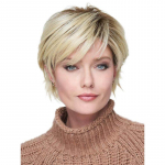 Ombre helevalge parukas s&uuml;nteetiline parukas valgetele naistele l&uuml;hikesed juuksed tukkidega tumedate juurtega parukas loomuliku v&auml;limusega kuumakindel kiud