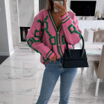 Naiste &uuml;herealine V-kaelusega kampsun mantel, avar kootud kardigan One size roosa