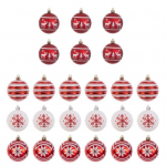 24 tk. J&otilde;ulupall, j&otilde;uluehteis ripats peene t&ouml;&ouml;tlusega s&auml;delev puu pidulikuks kodukaunistuseks valge/punane