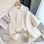 Korea Style Lady Chemise Hollow Out Design Suvine &otilde;huke vabaaja avar naiste pluus Holiday Pure T&auml;iuslik naiste s&auml;rk XL beež