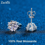 Klassikalised 6 harulised moissanite k&otilde;rvar&otilde;ngad 1CT 2CT valge kullaga kaetud sterlingh&otilde;be VVS Lab teemant lumehelbe k&otilde;rvaklapid naistele