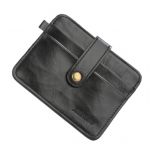 Meeste kunstnahast &otilde;huke rahaklambriga rahakoti ID krediitkaardihoidja nupu&uuml;mbris must