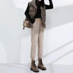 Naiste k&otilde;rge v&ouml;&ouml;kohaga s&uuml;gis- ja talvepaksendatud puuvillased p&uuml;ksid M must