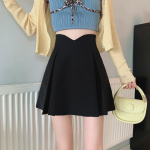 Design Sense Niche Must poolseelik Naistele Kevadine ja S&uuml;gisene uus A-line seelik V&auml;ike k&otilde;rge v&ouml;&ouml;kohaga &otilde;huke moodne vabaaja l&uuml;hike seelik S must