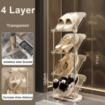 L&auml;bipaistev kingariiul Kerge luksuslik jalan&otilde;ude korrastaja PET Mitmekihiline kingariiul Ruumis&auml;&auml;stlik kingakapp Kodu Kokkupandavad riiulid 4 Layer puhas