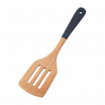 Ergonoomilise k&auml;epidemega puidust spaatliga supilusikas, libisemisvastane kuumakindel segamis-praadimine pannilabidaga riisi lusikas A