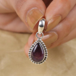 Amet&uuml;stist pirnist kalliskivist ripats, 925 Sterling h&otilde;be, s&uuml;nnip&auml;evakingitus, Boho ehted, disainitud ripats, Reiki ripats