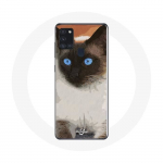 Samsung Galaxy A21S &uuml;mbris Siiami kassi must-valge sinised silmad