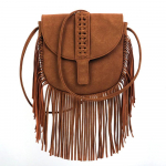 Faux Suede Nahast Hippie Gypsy Boho kott Naiste k&auml;ekotid Kott Vintage Fringe Tutt Bohemian Bag Naiste &Otilde;lakottid pruun
