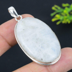 Natural Rainbow Moonstone Gemstone 925 Sterling Silver Pendant 2.36 p2b10