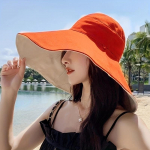 Trendikas kahepoolne UV-kaitsega rannafloppy naistele m&otilde;eldud k&ouml;iedetailidega kork