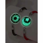 2tk Moe romantiline P&auml;ikese ja kuu armastajate roostevabast terasest helendav kalliskivist kootud k&auml;ev&otilde;ru S&otilde;brap&auml;eva paari k&auml;ev&otilde;ru 22.5cm