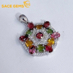 SACEGEMS 925 Sterling Silver sertifitseeritud 3 * 5 mm naturaalse turmaliini ripatsiga kaelakeed naiste kihlus&otilde;htu kokteilipeol peened ehted mitmev&auml;rviline