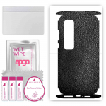 apgo Protective Skin Sticker for the back+sides compatible with Xiaomi Mi 10 Ultra, Full Wrap Film, Foil, Vinyl - Pattern Black Leather