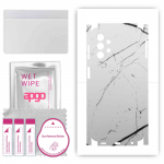 apgo Protective Skin Sticker for the back+sides compatible with Samsung Galaxy M32 5G, Full Wrap Film, Foil, Vinyl - Pattern White Marble