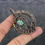Natural Mosaic Jasper Gemstone Copper Wire Wrap Gift Jewelry Pendant 2.56 q1o85