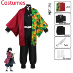 Ysir Anime Kimetsu No Yaiba Tomioka Giyuu Cosplay Kost&uuml;&uuml;m Aksessuaarid &Uuml;likond Vormiriietused Kost&uuml;&uuml;mid Parukas Laps T&auml;iskasvanu Pidu Kingitus 110 punane