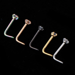 5 t&uuml;kki ninar&otilde;ngad L-kujulised naastud roostevabast terasest kristallist kumer augustamine 20G