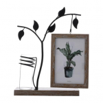 Puidust fotoraami kaunistus metallist oksahoidik H&uuml;dropoonilised taimed vaas, leht rippuv pildiekraan must
