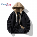 Cozy Up meeste pestud velvetist kapuutsiga jope XL must