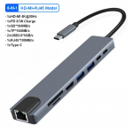 USB C jaotur C-t&uuml;&uuml;pi adapter 4K 30 Hz HDMI-&uuml;hilduv VGA RJ45 Lan Ethernet SD/TF PD 87W s&uuml;learvuti dokkijaam MacBook Pro Air USB 3.0 jaoturi jaoks 8-IN-1