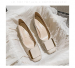 Suurused 35-43 Naiste Klassikalised Kingad Keskmise Kontsaga Ruudukujulise Ninaga Kingad Kontori Daami Nahast Kingad Suur Kuldne Metallkett Pehmed Tallad Libistatavad Kingad 35