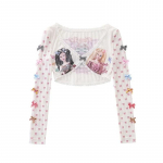 Y2k Aesthetics Crop Tops Jaapani 2000. aastate ebaregulaarne T-s&auml;rk Harajuku Kawaii korseti top Lolita armsad riided Fairycore Sweet S