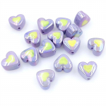 10 tk heledat v&auml;rvi seeria kahev&auml;rviline materjal UV-kattega lahtised helmed 3D armastus s&uuml;da mood ehted aksessuaarid DIY k&auml;ev&otilde;rud kaelakee valmistamine k&auml;sitsi valmistatud 10Pcs about 17*16mm lilla