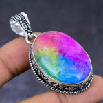 Rainbow Solar Quartz Gemstone 925 Steling Silver Jewelry Pendant 2.09 g1f60