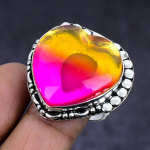 Bi-Color Tourmaline Gemstone 925 Sterling Silver gift Jewelry Ring Size 10 q9o71