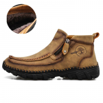 Suured k&auml;sitsi valmistatud ehtsast nahast meeste saapad Mugavad poolsaapad meestele vabaajajalatsid S&uuml;gistalvised meeste kingad 38 must